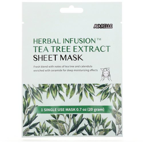 Avarelle, Herbal Infusion, Tea Tree Extract Sheet Mask, 1 Single Use Mask, 0.7 oz (20 g) فوائد