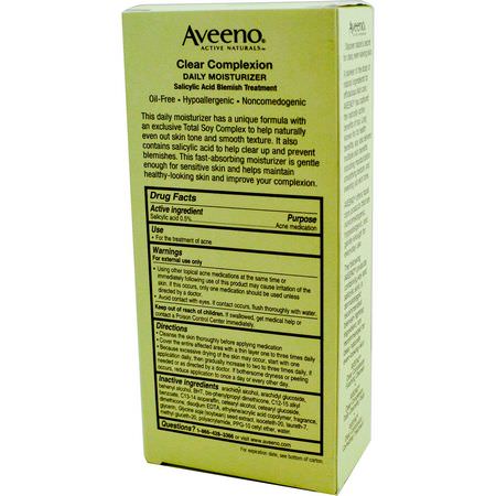 Aveeno, Active Naturals, Clear Complexion, Daily Moisturizer, 4 fl oz (120 ml):عيب, حب الشباب