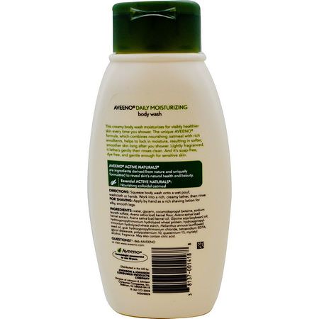 Aveeno, Active Naturals, Daily Moisturizing Body Wash, 12 fl oz (354 ml):جل الاستحمام, غس,ل الجسم