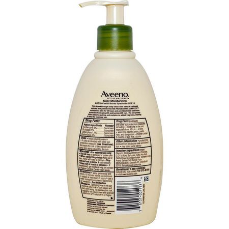 Aveeno, Active Naturals, Daily Moisturizing Lotion with Sunscreen, SPF 15, 12 fl oz (354 ml):مرطب جسم, حمام