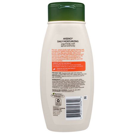 Aveeno, Daily Moisturizing Yogurt Body Wash, Apricot and Honey, 18 fl oz (532 ml):جل الاستحمام, غس,ل الجسم