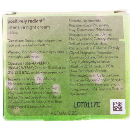 Aveeno, Active Naturals, Positively Radiant, Intensive Night Cream, 1.7 oz (48 g):مرطبات ليلية, كريمات