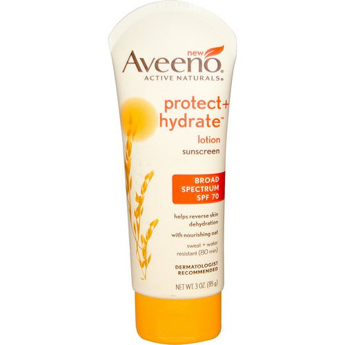 Aveeno, Active Naturals, Protect + Hydrate Lotion, Sunscreen, SPF 70, 3 oz (85 g) فوائد