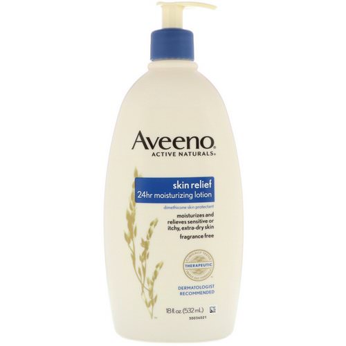 Aveeno, Active Naturals, Skin Relief 24Hr Moisturizing Lotion, Fragrance-Free, 18 fl oz (532 ml) فوائد