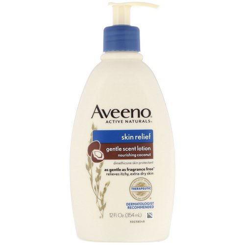 Aveeno, Active Naturals, Skin Relief, Gentle Scent Lotion, Nourishing Coconut, 12 fl oz (354 ml) فوائد