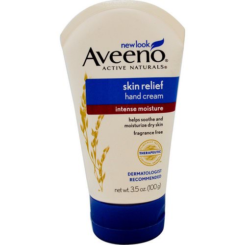 Aveeno, Active Naturals, Skin Relief, Hand Cream, Fragrance Free, 3.5 oz (100 g) فوائد