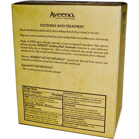 Aveeno, Active Naturals, Soothing Bath Treatment, Fragrance Free, 8 Single Use Bath Packets ,1.5 oz (42 g) Each.:الأكزيما, علاج الجلد