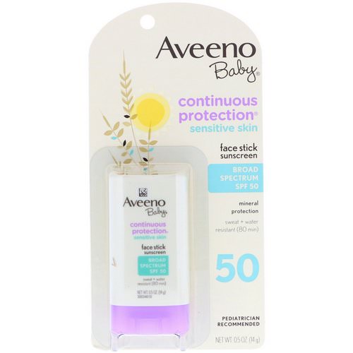 Aveeno, Baby, Continuous Protection, Sensitive Skin, Face Stick Sunscreen, Broad Spectrum SPF 50, 0.5 oz (14 g) فوائد