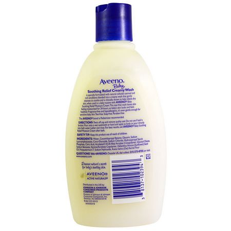 Aveeno, Baby, Soothing Relief Creamy Wash, Fragrance Free, 12 fl oz (354 ml):جل الاستحمام, غس,ل جسم الطفل