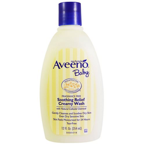 Aveeno, Baby, Soothing Relief Creamy Wash, Fragrance Free, 12 fl oz (354 ml) فوائد