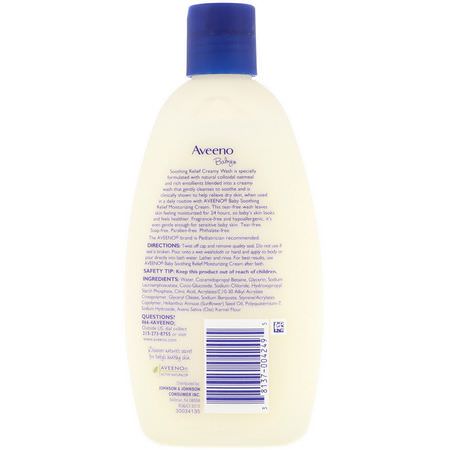 Aveeno, Baby, Soothing Relief Creamy Wash, Fragrance Free, 8 fl oz (236 ml):جل الاستحمام, غس,ل جسم الطفل