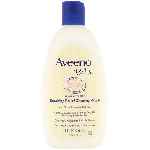 Aveeno, Baby, Soothing Relief Creamy Wash, Fragrance Free, 8 fl oz (236 ml) فوائد