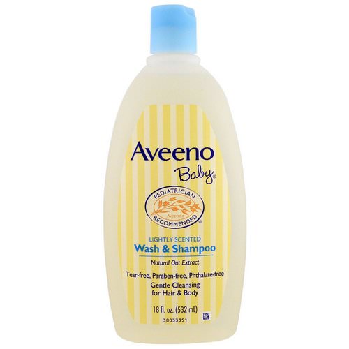Aveeno, Baby, Wash & Shampoo, Lightly Scented, 18 fl oz (532 ml) فوائد