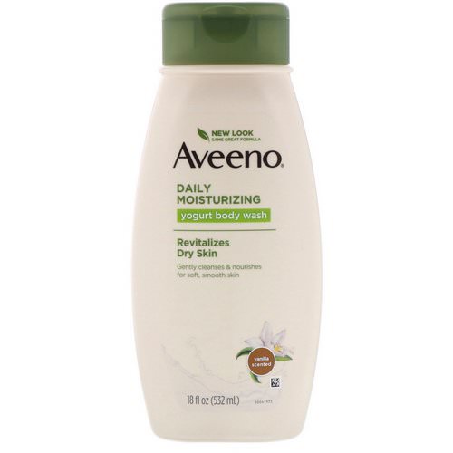 Aveeno, Daily Moisturizing Yogurt Body Wash, Vanilla, 18 fl oz (532 ml) فوائد