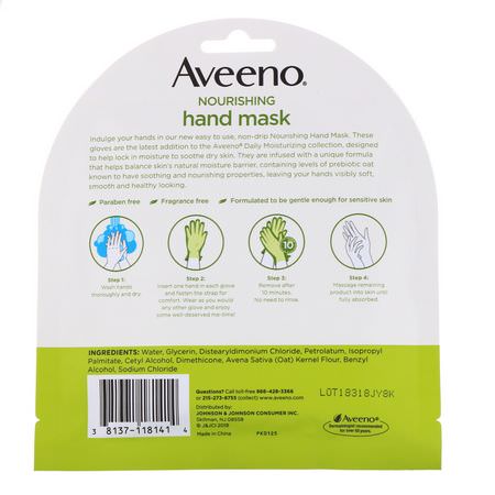 Aveeno, Nourishing Hand Mask, 2 Single-Use Gloves:العناية باليدين, حمام