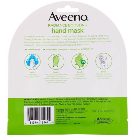 Aveeno, Radiance Boosting Hand Mask, 2 Single-Use Gloves:العناية باليدين, حمام