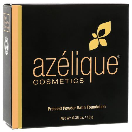 Azelique, Pressed Powder Satin Foundation, Medium, Cruelty-Free, Certified Vegan, 0.35 oz (10 g):ب,درة مضغ,طة,جه