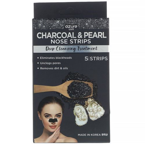 Azure Kosmetics, Charcoal & Pearl, Nose Strips, Deep Cleansing Treatment, 5 Strips فوائد