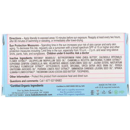 Babo Botanicals, Baby Face, Mineral Sunscreen Stick, SPF 50, 0.6 oz (17 g):Baby Sunscreen, Safety