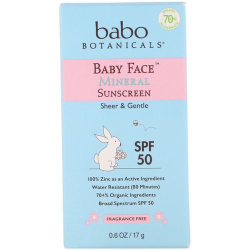 Babo Botanicals, Baby Face, Mineral Sunscreen Stick, SPF 50, 0.6 oz (17 g) فوائد