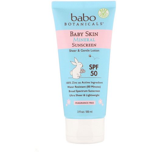 Babo Botanicals, Baby Skin, Mineral Sunscreen Lotion, SPF 50, 3 fl oz (89 ml) فوائد