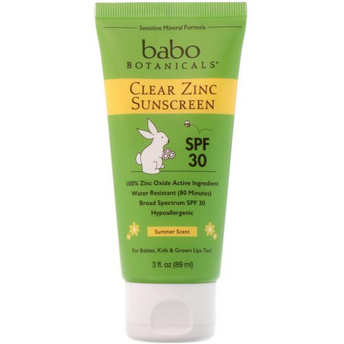 Babo Botanicals, Clear Zinc Sunscreen, 30 SPF, Summer Scent, 3 fl oz (89 ml) فوائد