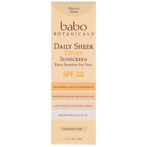 Babo Botanicals, Daily Sheer, Tinted Sunscreen, SPF 30, 1.7 fl oz (50 ml) فوائد