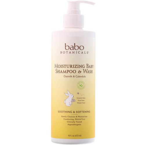 Babo Botanicals, Moisturizing Baby Shampoo & Wash, Oatmilk Calendula, 16 fl oz (473 ml) فوائد