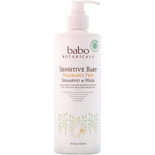 Babo Botanicals, Sensitive Baby, Shampoo & Wash, Fragrance Free, 16 fl oz (473 ml) فوائد