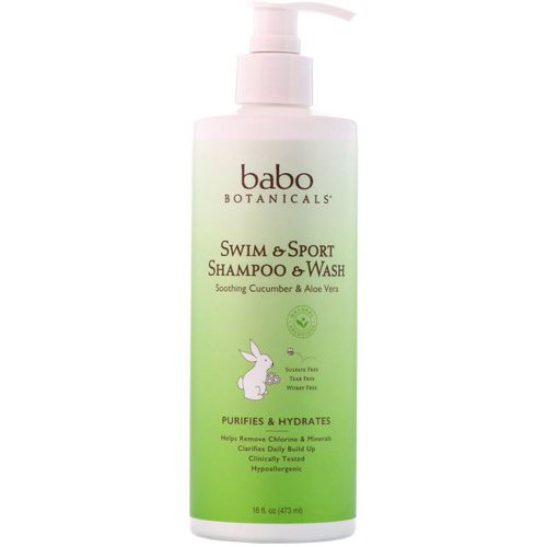Babo Botanicals, Swim & Sport Shampoo & Wash, Soothing Cucumber & Aloe Vera, 16 fl oz (473 ml) فوائد