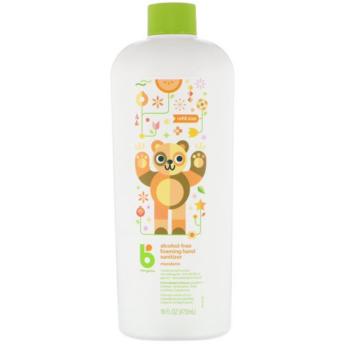 BabyGanics, Alcohol-Free Foaming Hand Sanitizer, Refill Size, Mandarin, 16 fl oz (473 ml) فوائد