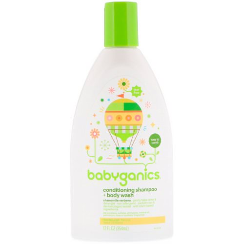 BabyGanics, Conditioning Shampoo + Body Wash, Chamomile Verbena, 12 fl oz (354 ml) فوائد