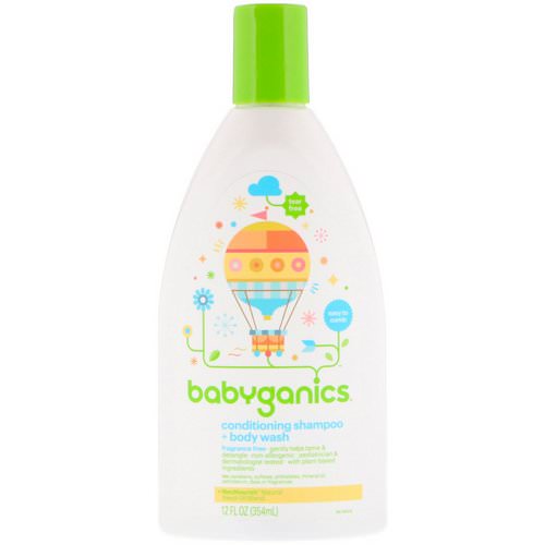 BabyGanics, Conditioning Shampoo + Body Wash, Fragrance Free, 12 fl oz (354 ml) فوائد