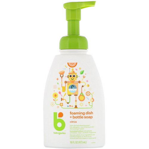 BabyGanics, Foaming Dish + Bottle Soap, Citrus, 16 fl oz (473 ml) فوائد