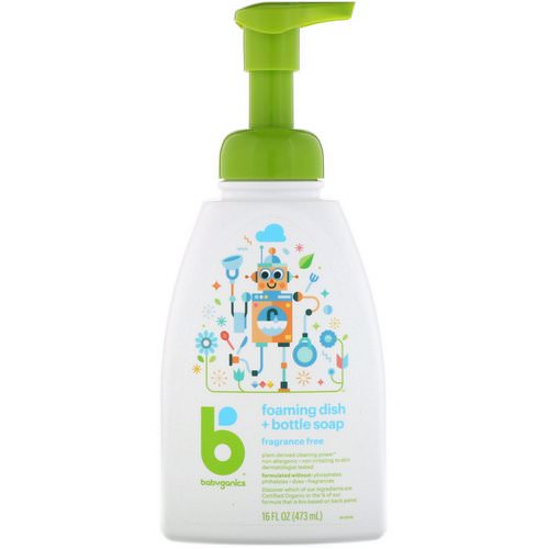 BabyGanics, Foaming Dish + Bottle Soap, Fragrance Free, 16 fl oz (473 ml) فوائد