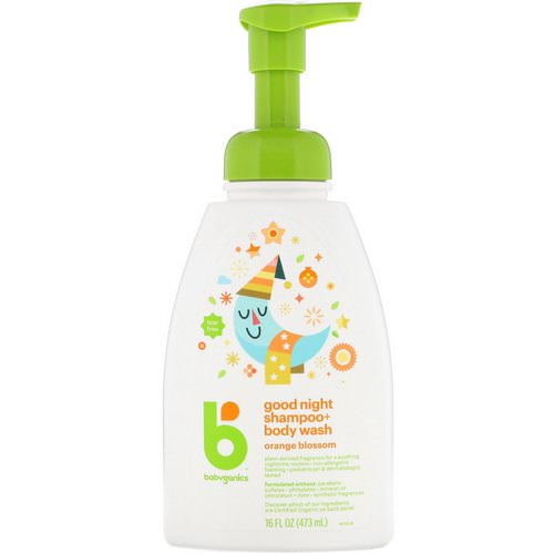 BabyGanics, Good Night Shampoo + Body Wash, Orange Blossom, 16 fl oz (473 ml) فوائد