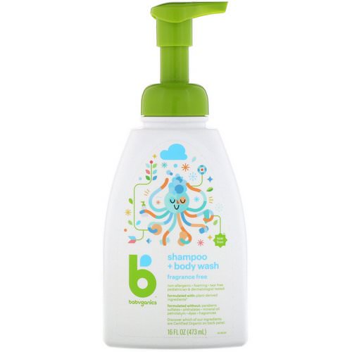 BabyGanics, Shampoo + Bodywash, Fragrance Free, 16 fl oz (473 ml) فوائد