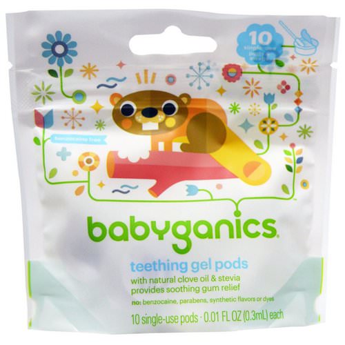 BabyGanics, Teething Gel Pods, 10 Single-Use Pods, 0.01 fl oz (0.3 ml) Each فوائد