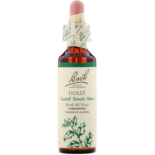 Bach, Original Flower Remedies, Holly, 0.7 fl oz (20 ml) فوائد