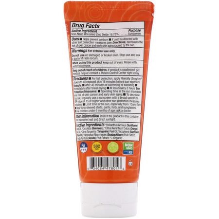 Badger Company, Active Kids, Natural Mineral Sunscreen Cream, SPF 30 PA+++, Tangerine & Vanilla, 2.9 fl oz (87 ml):Body Sunscreen