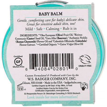 Badger Company, Organic, Baby Balm, Chamomile & Calendula, 2 oz (56 g):علاجات طفح الحفاضات, حفاضات الأطفال