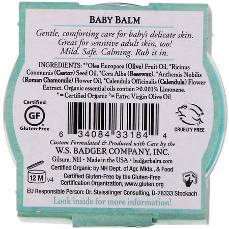 Badger Company, Baby Balm, Chamomile & Calendula, .75 oz (21 g):علاجات طفح الحفاضات, حفاضات الأطفال