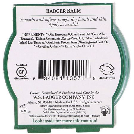 Badger Company, Badger Balm For Hardworking Hands, 2 oz (56 g):العناية باليدين, حمام