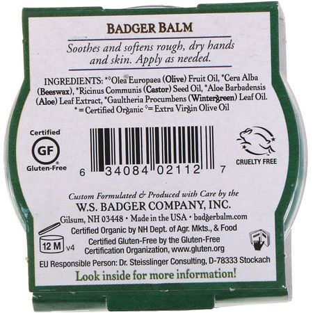 Badger Company, Badger Balm, For Hardworking Hands, .75 oz (21 g):حكة في الجلد, جافة