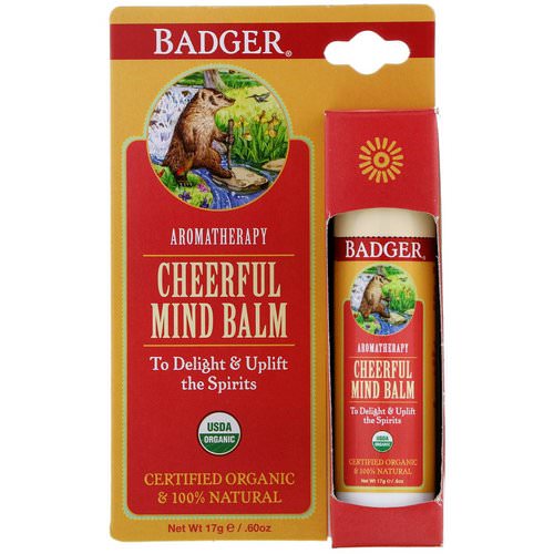 Badger Company, Cheerful Mind Balm, Sweet Orange & Spearmint, .60 oz (17 g) فوائد