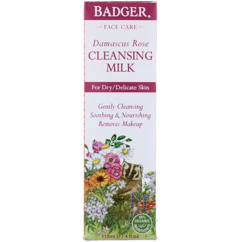 Badger Company, Damascus Rose, Cleansing Milk, 4 fl oz (118 ml) فوائد