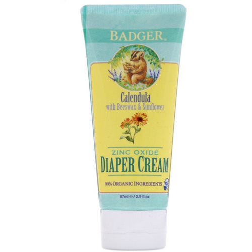 Badger Company, Diaper Cream, Calendula with Beeswax & Sunflower, 2.9 fl oz (87 ml) فوائد