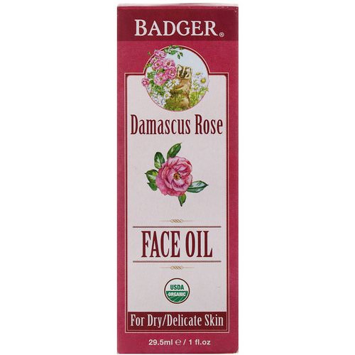 Badger Company, Face Oil, Damascus Rose, For Dry, Delicate Skin, 1 fl oz (29.5 ml) فوائد