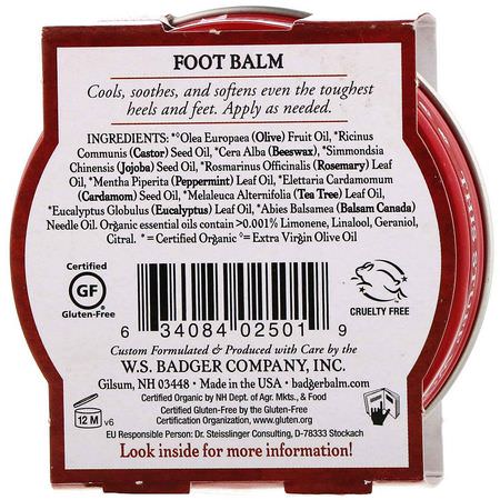 Badger Company, Foot Balm, Peppermint & Tea Tree, 2 oz (56 g):العناية بالقدم, حمام