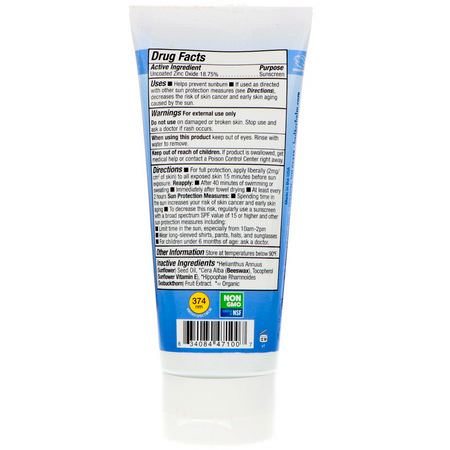 Badger Company, Natural Mineral Sunscreen Cream, Clear Zinc, SPF 30, Unscented, 2.9 fl oz (87 ml):Body Sunscreen